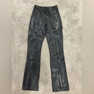 Abercrombie & Fitch Black Flare Leather Pants